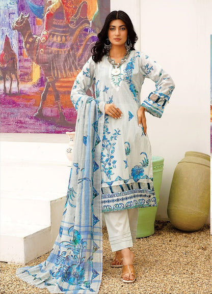 Dusk Drape: Unstitched 3-piece Printed Suit