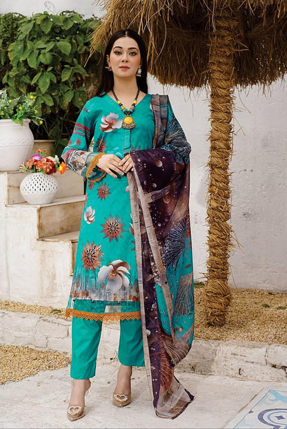 Petal Mirage: Unstitched 3-piece Printed Suit