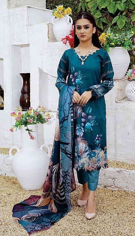 Enchanted Bloom: Unstitched 3-Piece Printed Suit