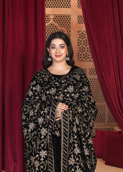 Frosted Elegance: Classic Velvet Shawl SD9