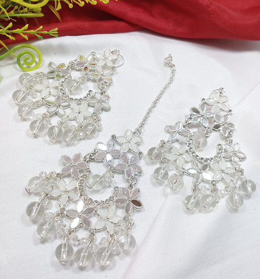 Farshi Kundan Tikka Earrings - JS4 White