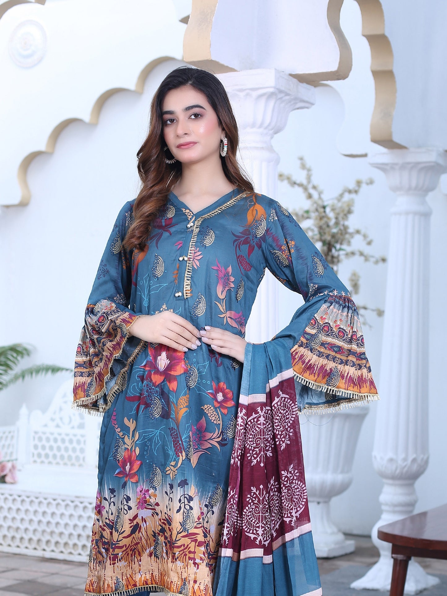 Gul-e-Rang: Printed Embroidered Lawn Suit ZLDB/SD6