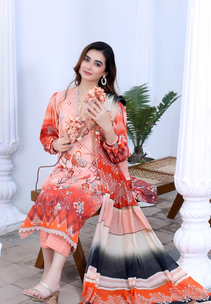 Sunehri Ghazal: Digital Embroidered Lawn Suit ZLP/SD9