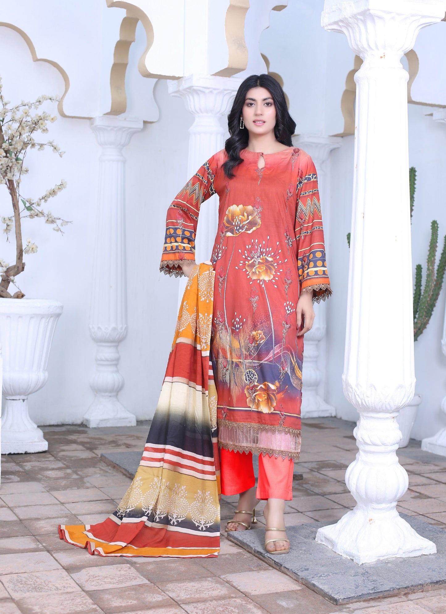 Husn-e-Laila: Digital Embroidered Lawn Suit ZLZP/SD8