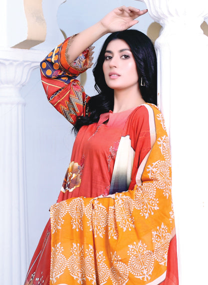 Husn-e-Laila: Digital Embroidered Lawn Suit ZLZP/SD8