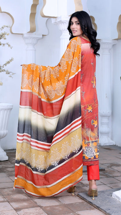 Husn-e-Laila: Digital Embroidered Lawn Suit ZLZP/SD8