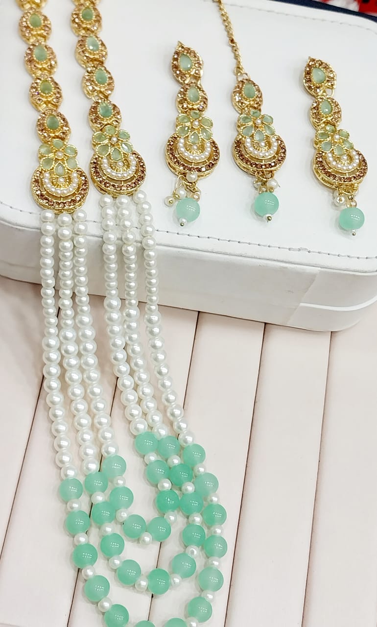 Mala set with bindi and earnings - MS9 Pista