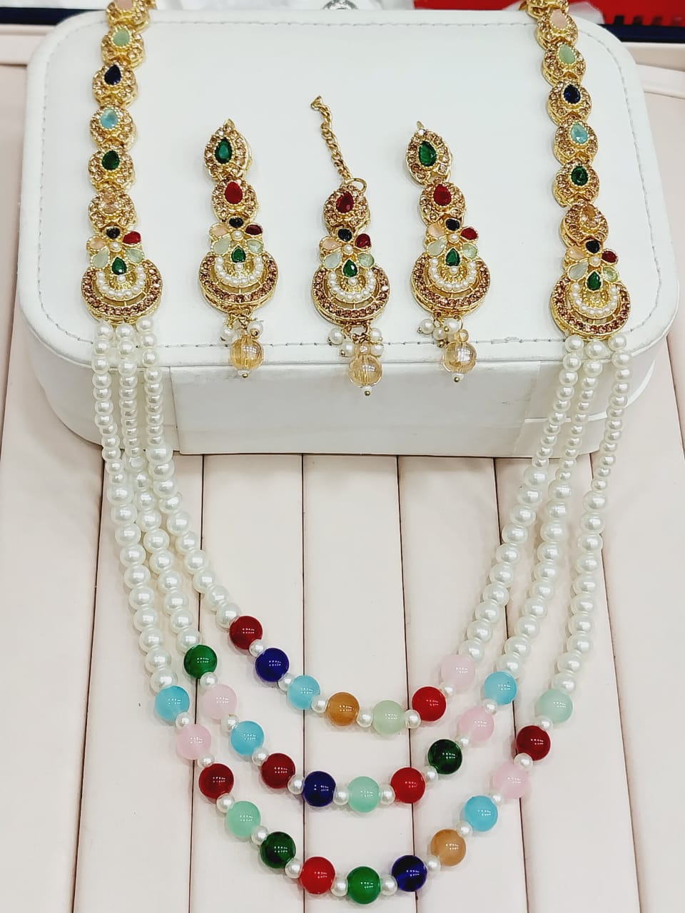 Mala set with bindi and earnings - MS3 Multi