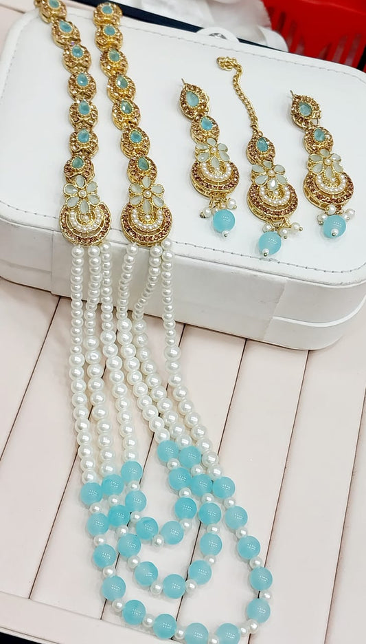 Mala set with bindi and earnings - MS8 Sky